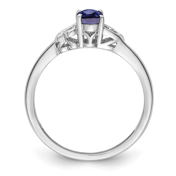 925 Sterling Silver Rhodium-plated Created Sapphire September Birthstone Ring, 6